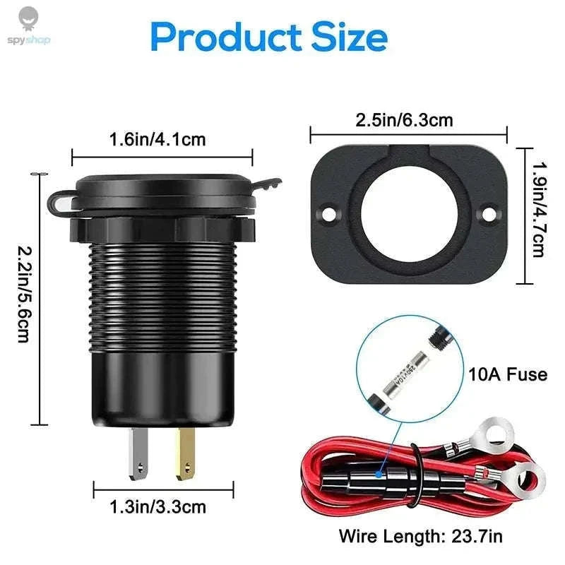 117W Dual PD3.0 & QC3.0 USB Car Charger with Voltmeter-117W with Wire