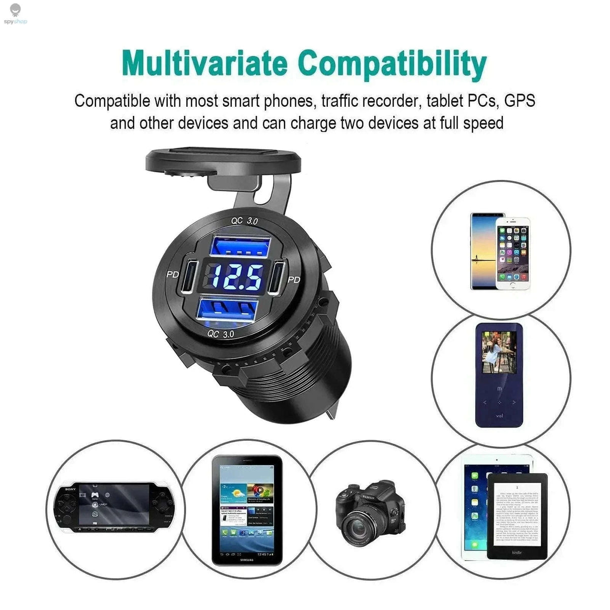 117W Dual PD3.0 & QC3.0 USB Car Charger with Voltmeter-117W with Wire