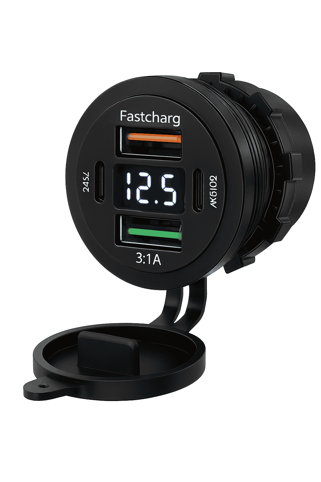 117W Dual PD3.0 & QC3.0 USB Car Charger with Voltmeter-117W with Wire