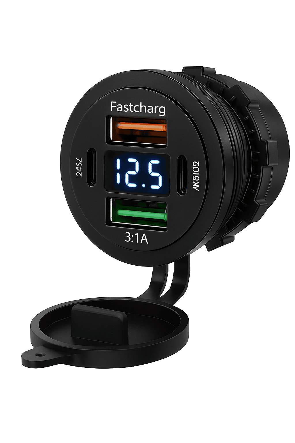 117W Dual PD3.0 & QC3.0 USB Car Charger with Voltmeter-117W with Wire
