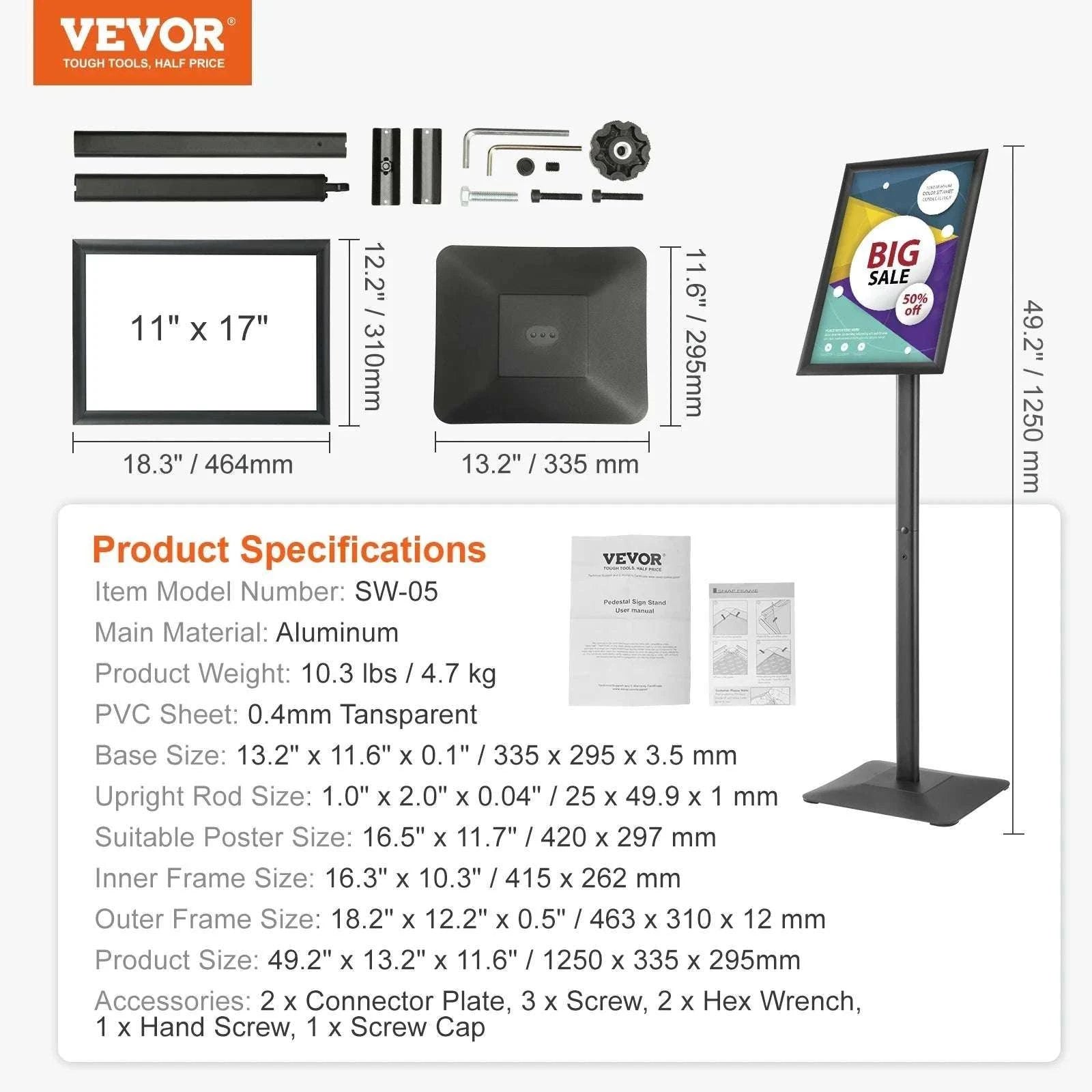 11x17 Adjustable Floor Sign Holder Stand with Weighted Base-11x17in / Poland
