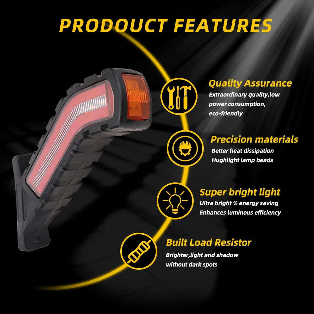 12-24V 2pc LED Side Marker Lights for Trailer Truck Van Pickup-2pcs