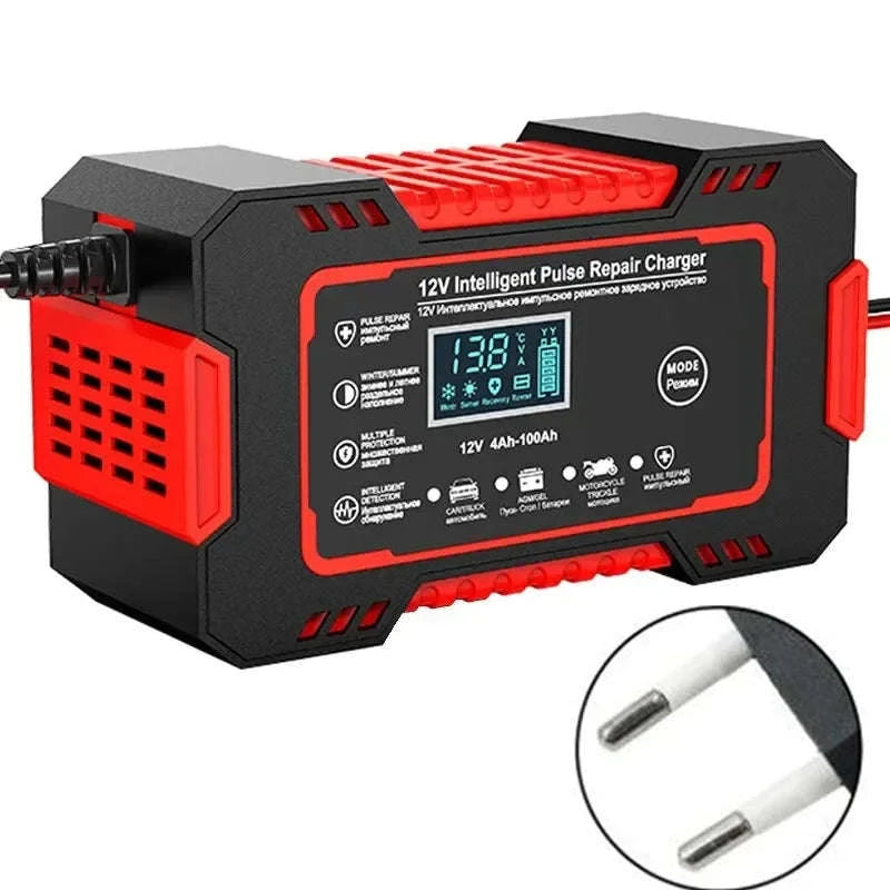 12–24V Automatic Car Battery Charger with LCD Display-EU Yellow 6A 12V / United States