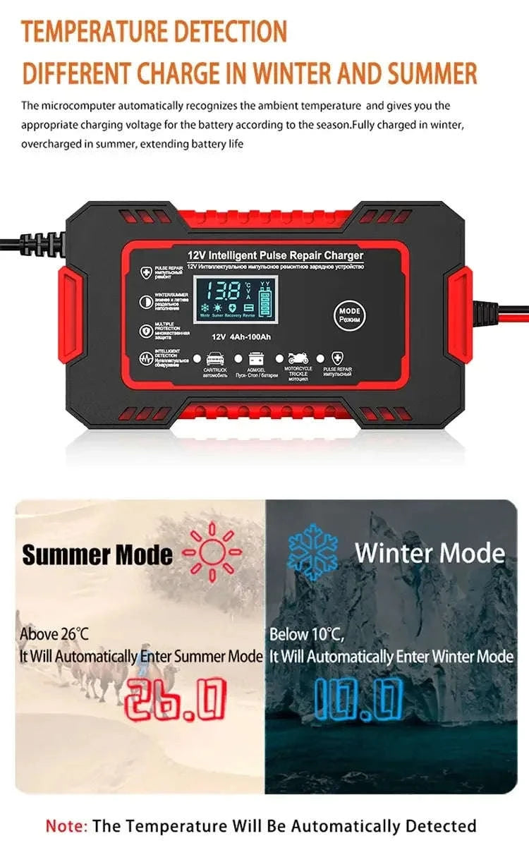 12–24V Automatic Car Battery Charger with LCD Display-EU Yellow 6A 12V / United States