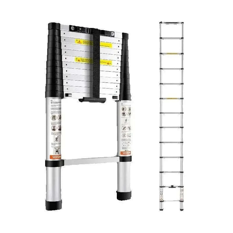 12.5 ft Aluminum Telescoping Ladder with One-Button Retraction-10.5ft / spain
