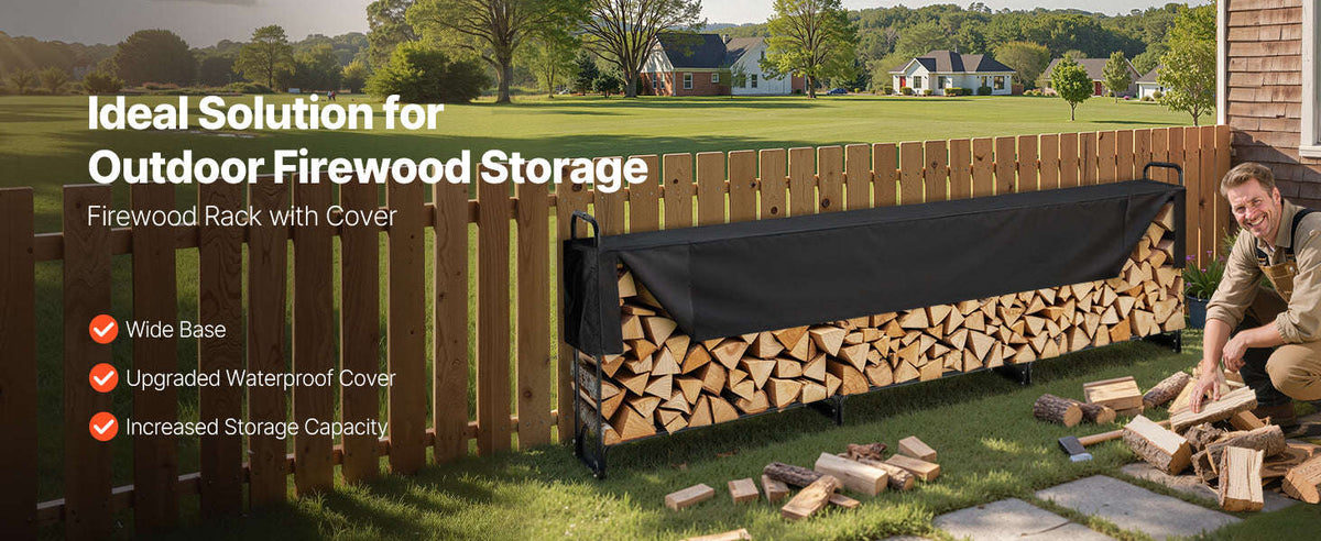 12.7FT Outdoor Firewood Rack with Cover-102x12x46in / CZECH REPUBLIC
