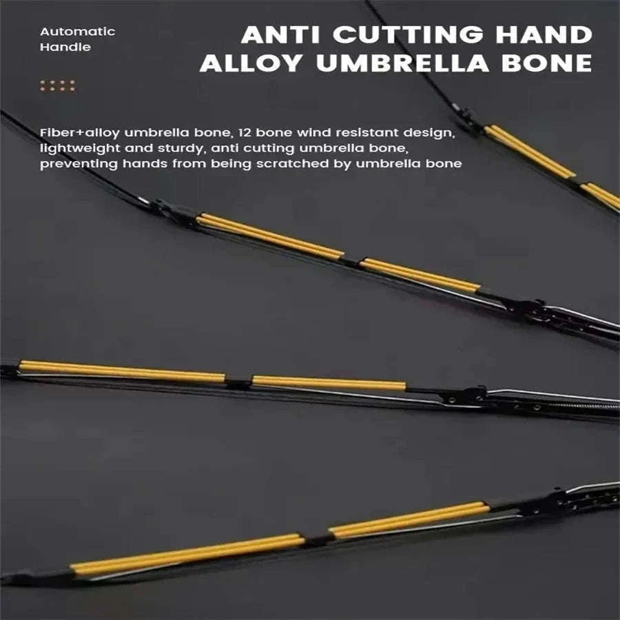 12-Bone Fully Automatic Folding Umbrella with UV Black Coating-B / 12K / metal-fiber composite