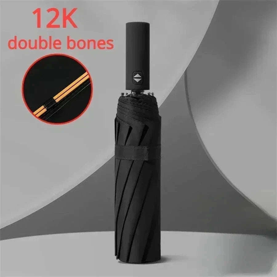 12-Bone Fully Automatic Folding Umbrella with UV Black Coating-B / 12K / metal-fiber composite