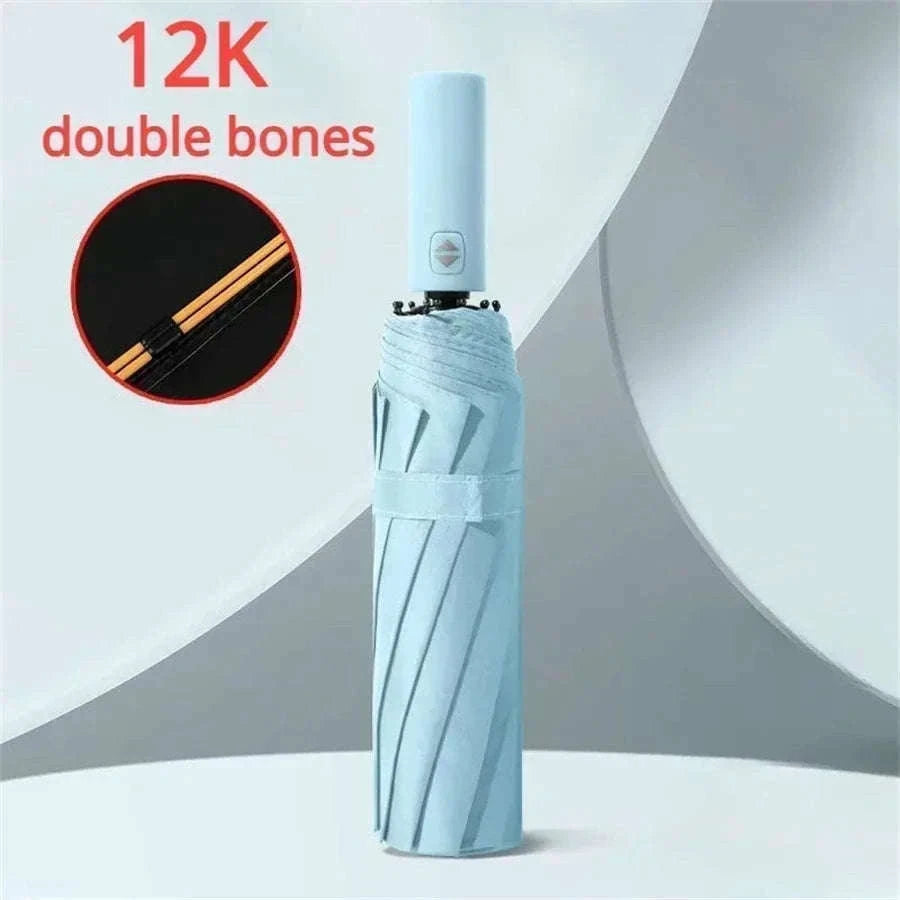 12-Bone Fully Automatic Folding Umbrella with UV Black Coating-B / 12K / metal-fiber composite