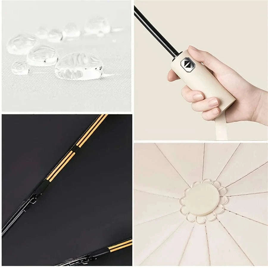 12-Bone Fully Automatic Folding Umbrella with UV Black Coating-B / 12K / metal-fiber composite
