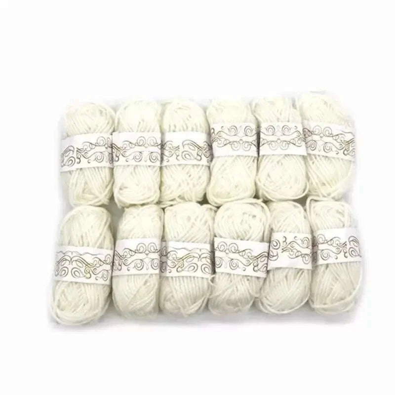 12-Color Yarn Starter Kit for Crochet & Knitting-12pcs white