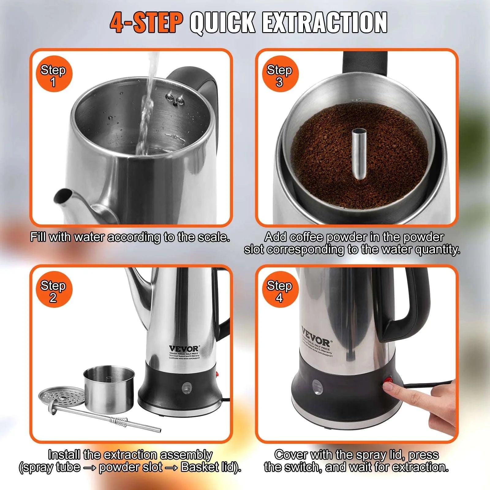 12-Cup Electric Coffee Percolator 1.8L Stainless Steel with Keep Warm-1.8L 1000W / United States