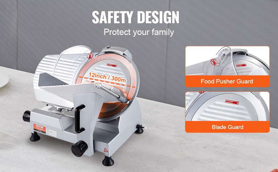 12" Electric Meat Slicer 320W Deli Food Cutter with Adjustable Thickness-france
