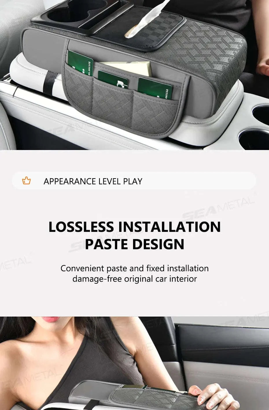 12 in 1 Car Armrest Cushion with Multi-Pocket Storage-Black