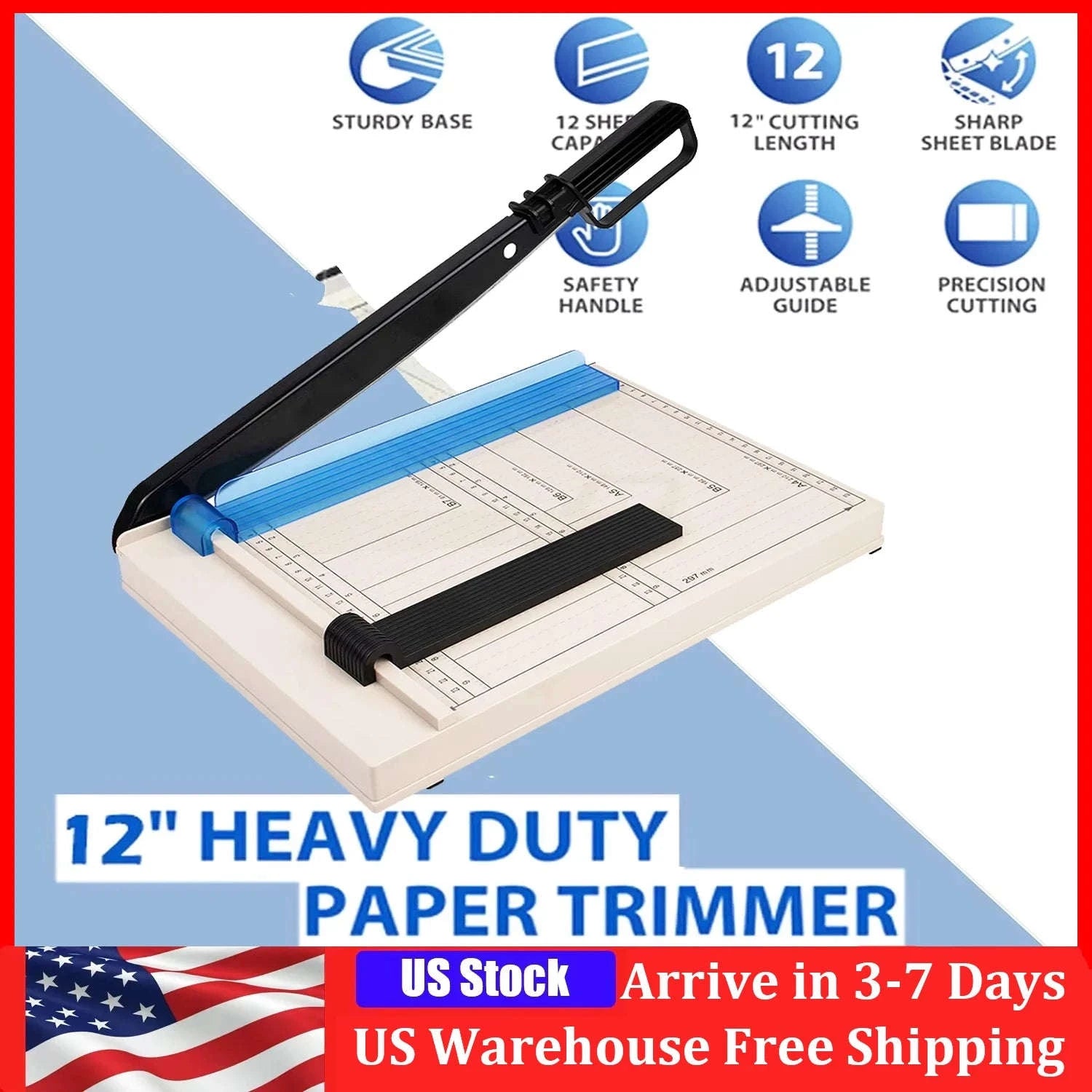 12-Inch A4 to B7 Paper Cutter – Precise Manual Trimming Tool-Creamy White / United States
