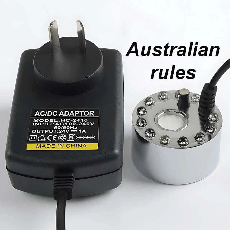 12 LED Ultrasonic Mist Maker Fogger for Pond, Fountain & Party Decor-AU Plug