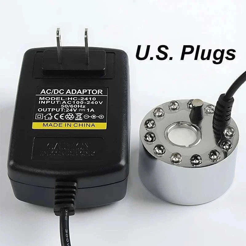 12 LED Ultrasonic Mist Maker Fogger for Pond, Fountain & Party Decor-AU Plug