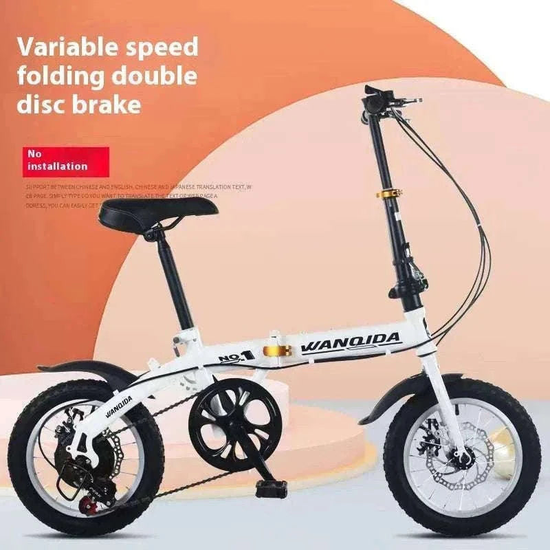 12" Mini Folding Bike with Disc Brakes – Compact City Bicycle-Black upgraded