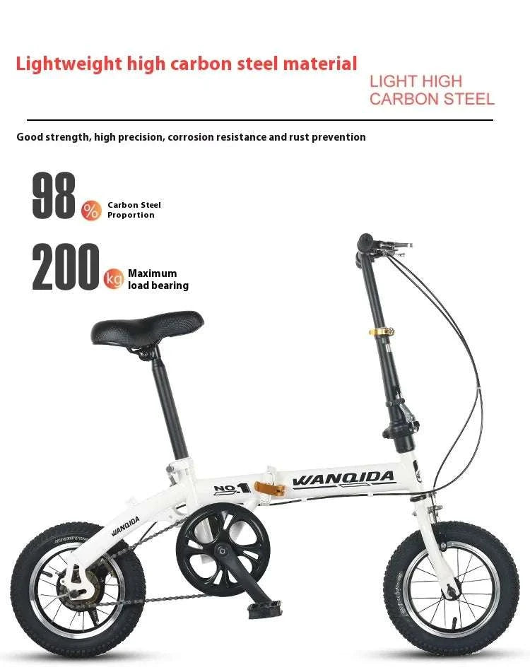 12" Mini Folding Bike with Disc Brakes – Compact City Bicycle-Black upgraded