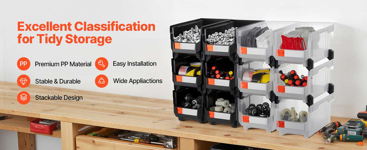 12-Pack Stackable Storage Bins with Front Access for Easy Organization-12pcs / france