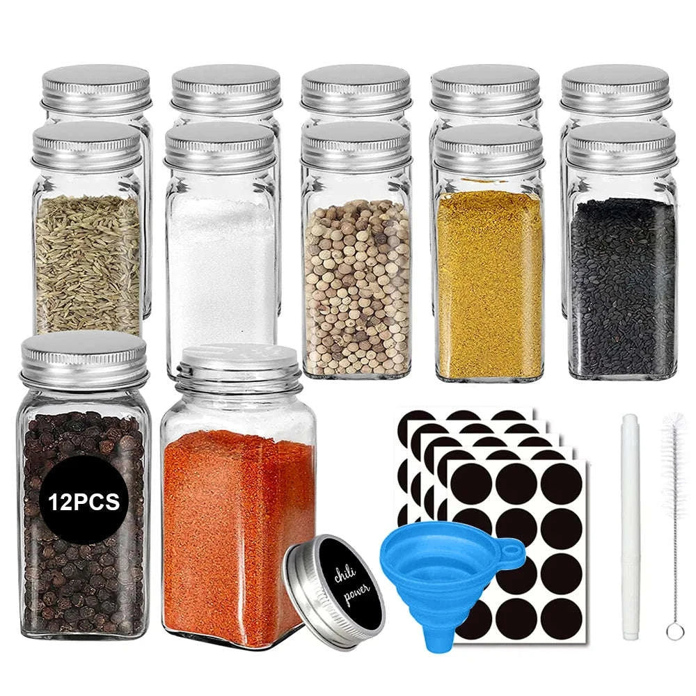12-Piece Glass Spice Bottle Jars Set 120ml-12pc / GERMANY