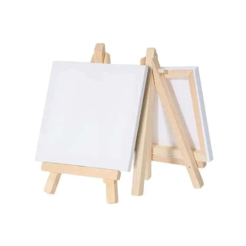 12-Piece Mini Easel and 3x3-Inch Canvas Set for Artists-10x10cm
