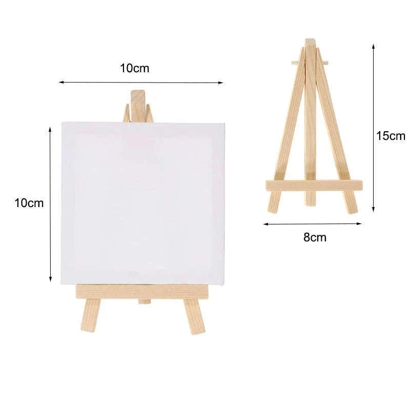 12-Piece Mini Easel and 3x3-Inch Canvas Set for Artists-10x10cm