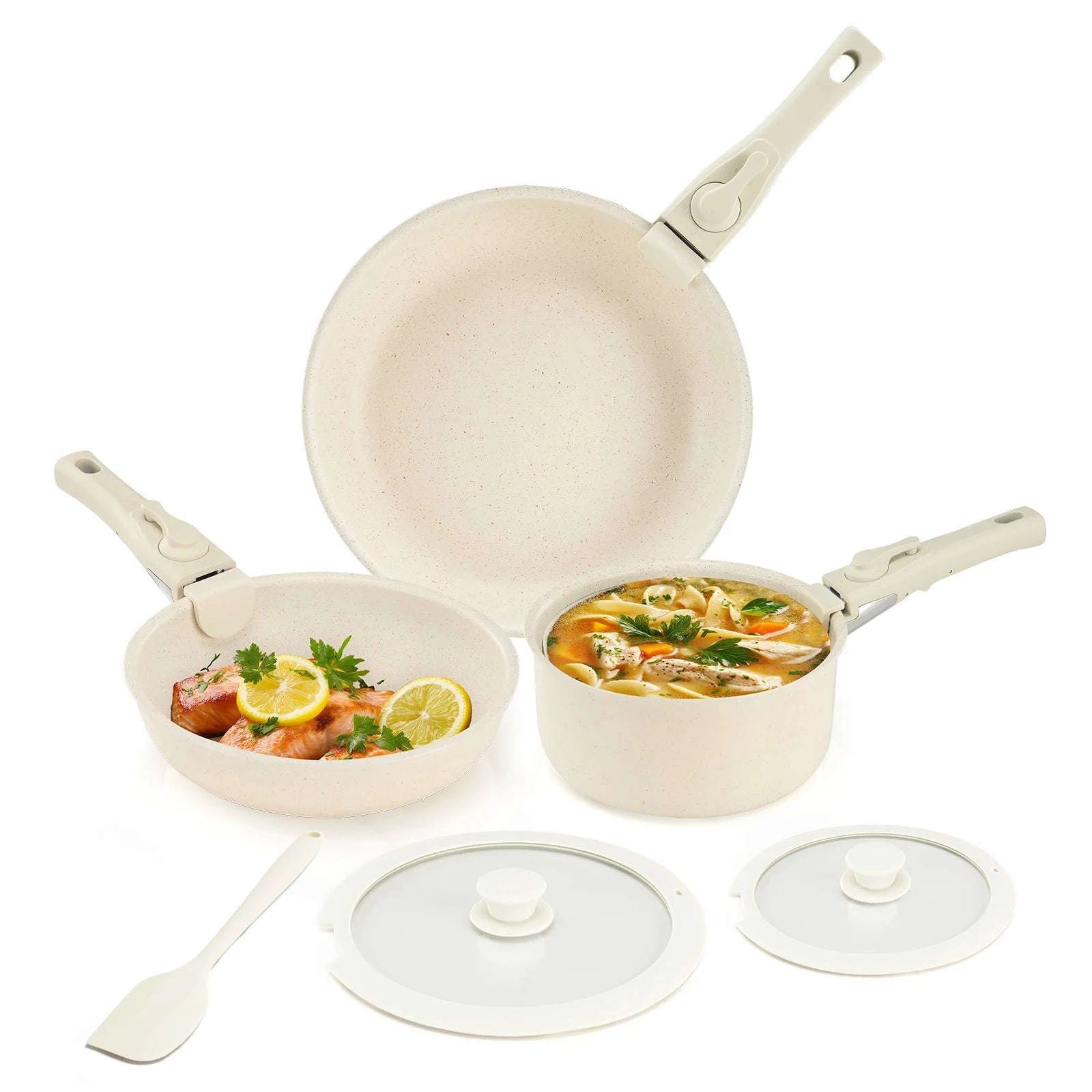 12-Piece Nonstick Cookware Set with Detachable Handles-black / United States