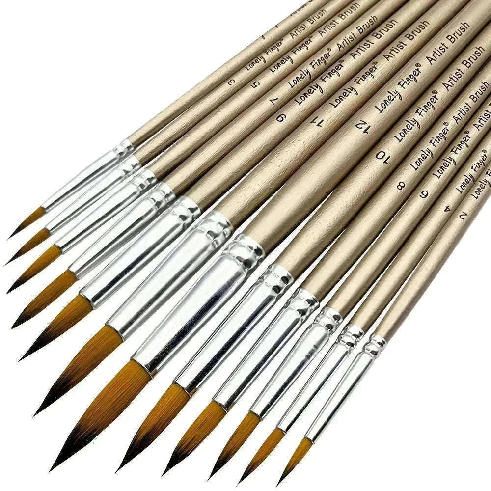 12-Piece Round Artist Paint Brush Set for Fine Detail Work-Orange Round