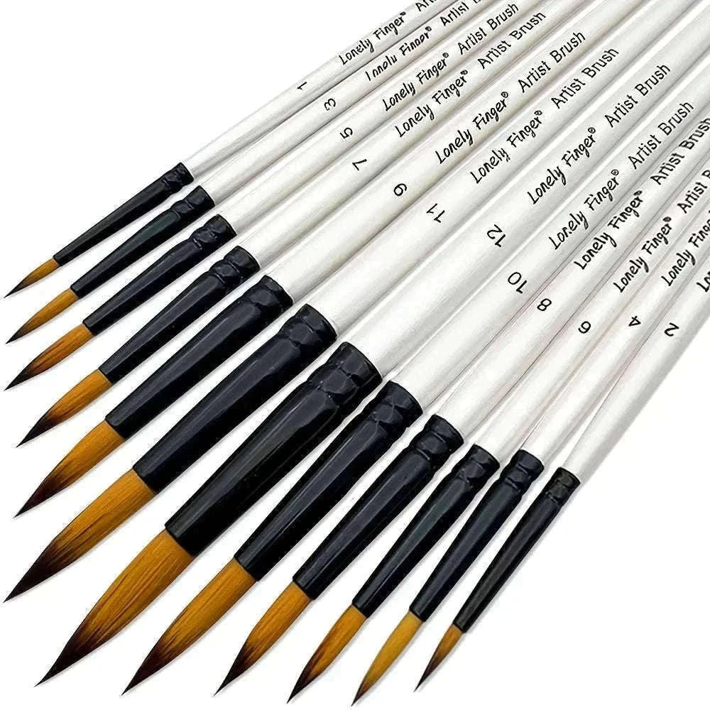 12-Piece Round Artist Paint Brush Set for Fine Detail Work-Orange Round