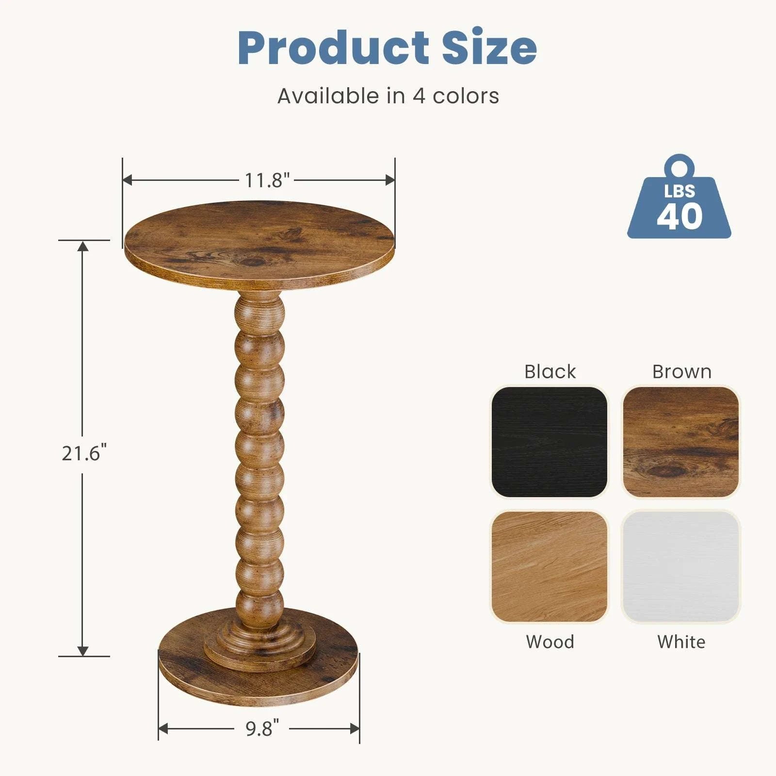 12" Round Side Table with Storage Shelf for Small Spaces-black / United States