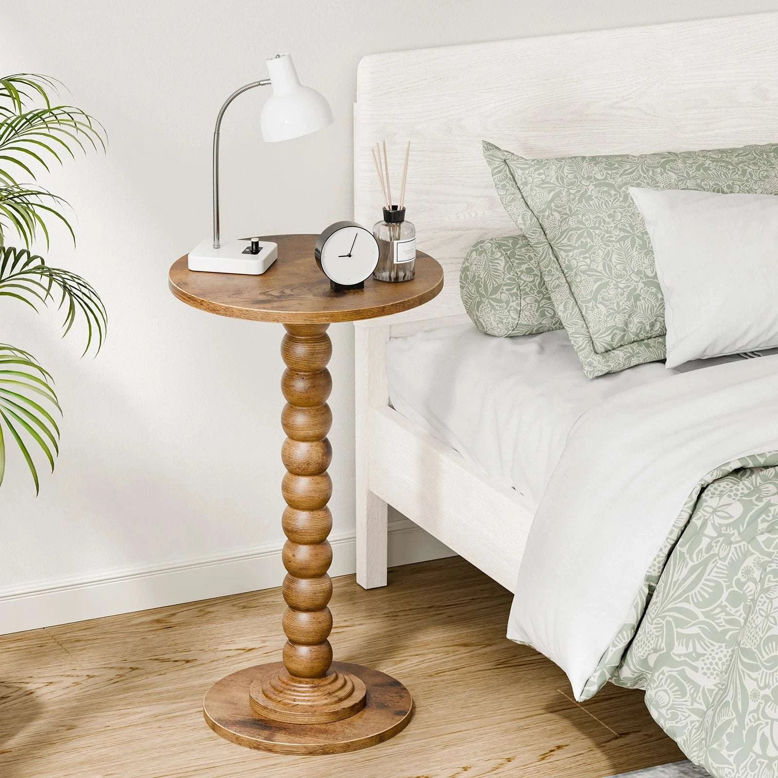 12" Round Side Table with Storage Shelf for Small Spaces-black / United States