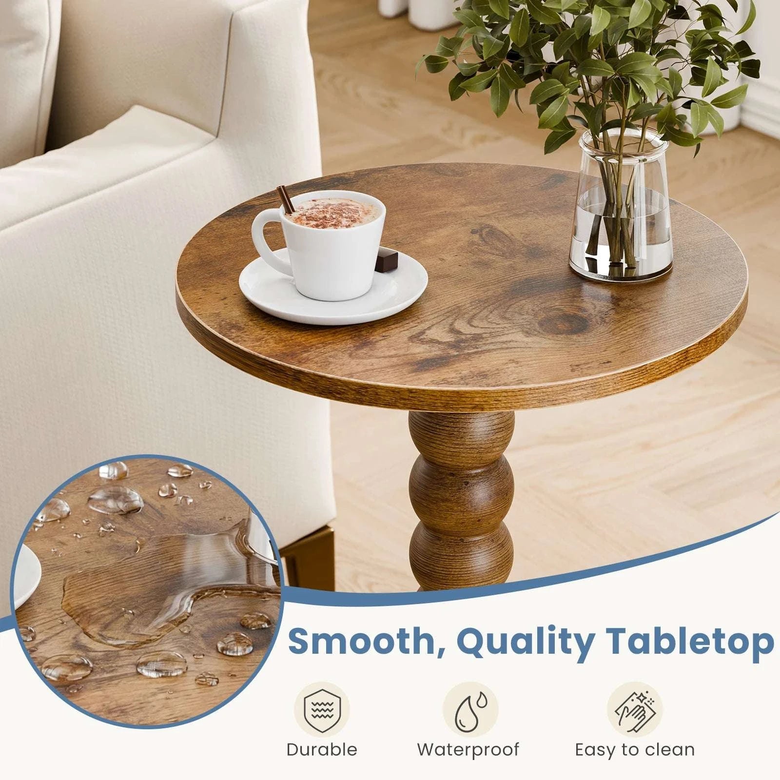 12" Round Side Table with Storage Shelf for Small Spaces-black / United States