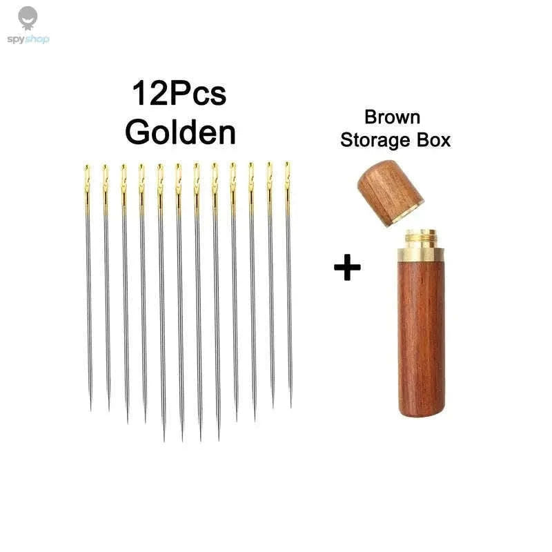 12 Side-Threading Sewing Needles for Easier DIY Mending-Gold 12pcs
