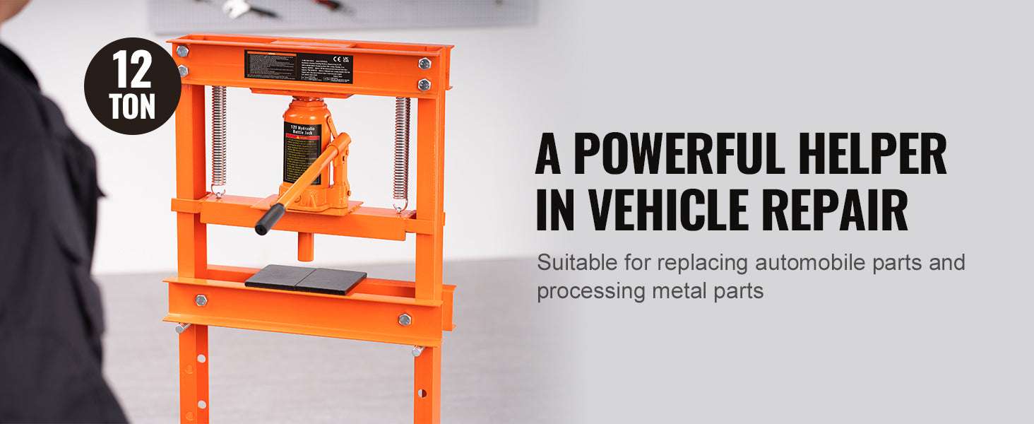 12 Ton Hydraulic H-Frame Shop Press with Adjustable Height Plates-6T / United States