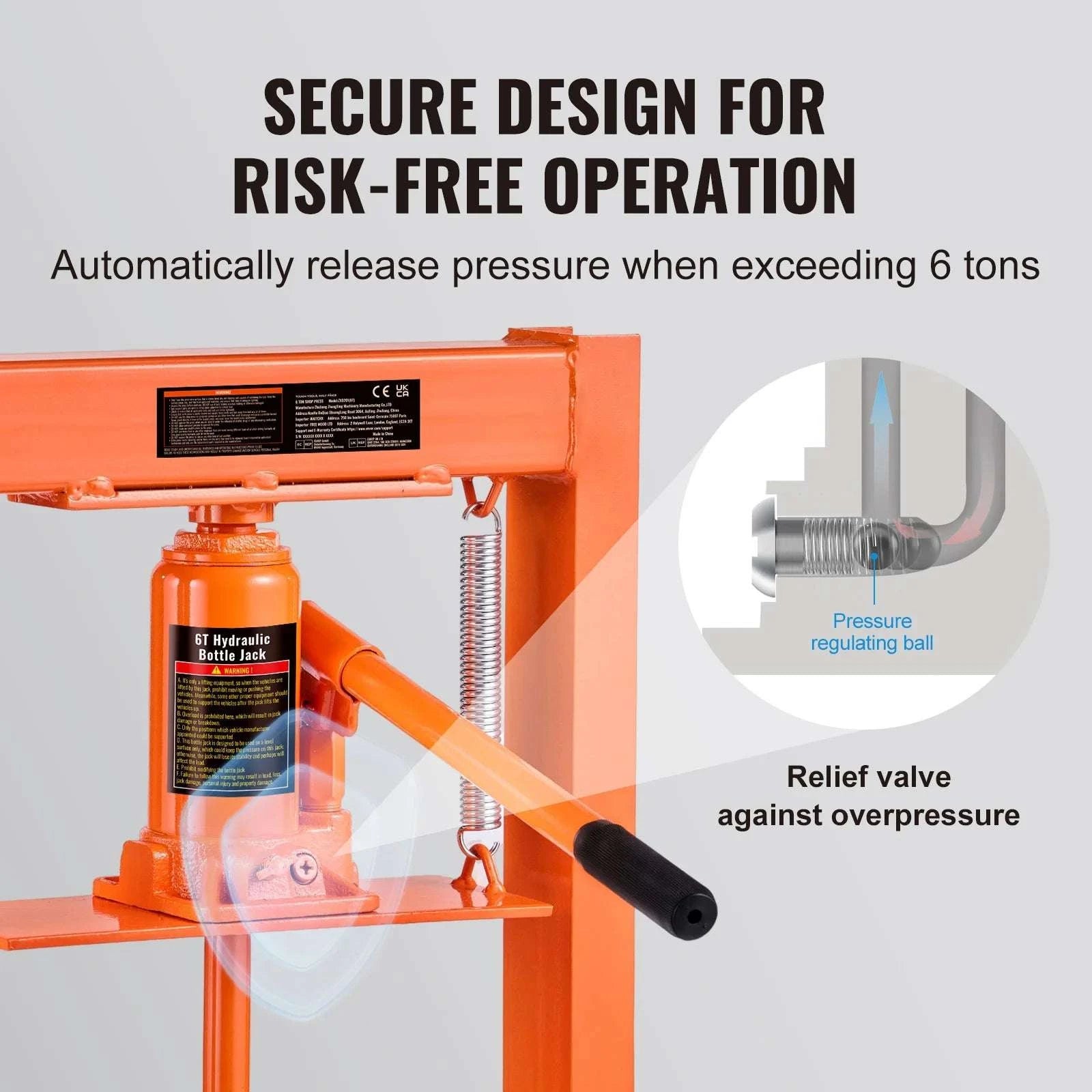 12 Ton Hydraulic H-Frame Shop Press with Adjustable Height Plates-6T / United States
