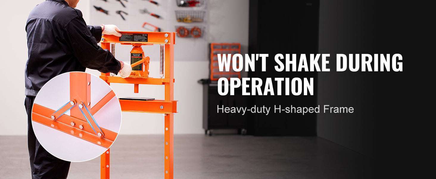 12 Ton Hydraulic H-Frame Shop Press with Adjustable Height Plates-6T / United States