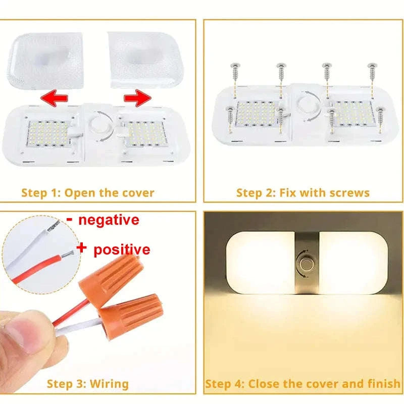120 LED Car Interior Reading Light 3 Color Dimming 12V/24V-3395-1