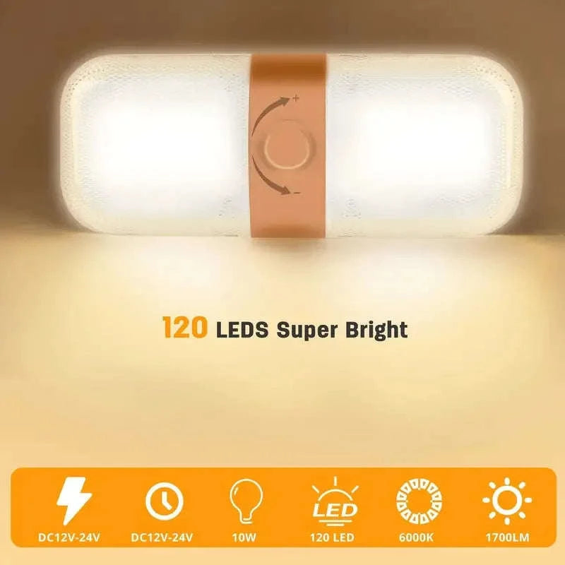 120 LED Car Interior Reading Light 3 Color Dimming 12V/24V-3395-1