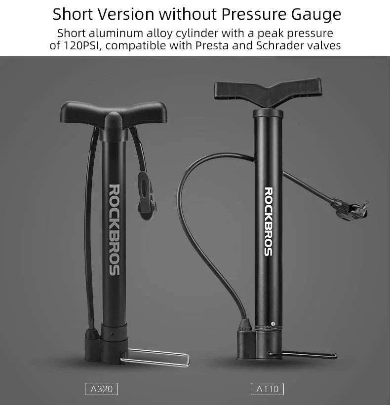 120 PSI Bike Pump with Alloy Cylinder for Presta & Schrader Valves-A320