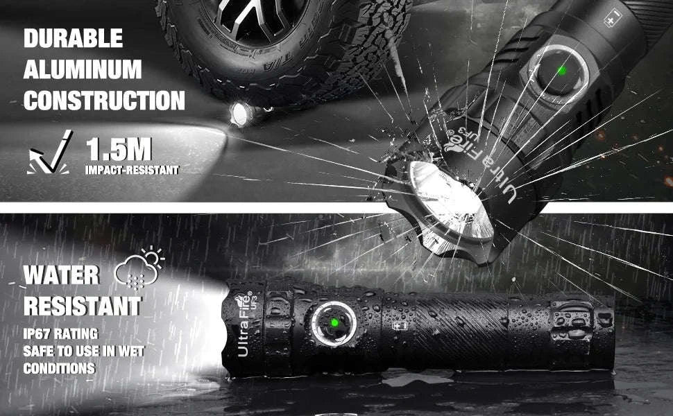 1200 Lumen Tactical LED Flashlight with USB-C Rechargeable Battery-UF3 / 21700