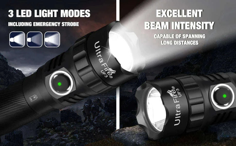1200 Lumen Tactical LED Flashlight with USB-C Rechargeable Battery-UF3 / 21700