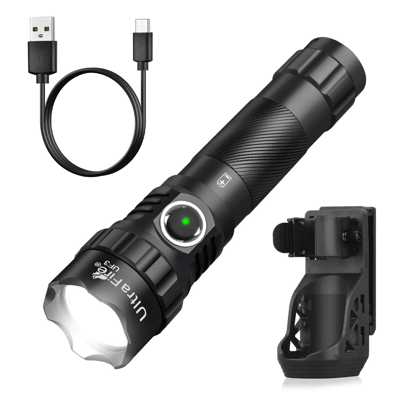 1200 Lumen Tactical LED Flashlight with USB-C Rechargeable Battery-UF3 / 21700