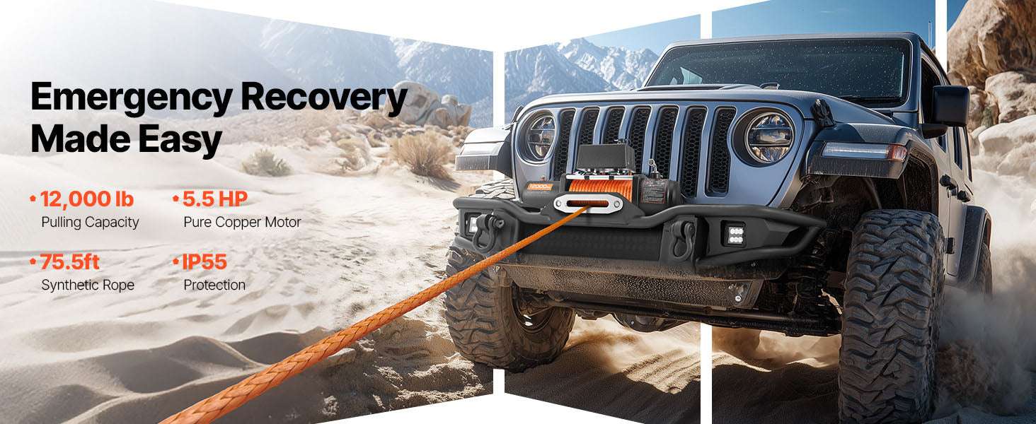12000 lbs Wireless Electric Winch with Synthetic Rope for Off-Road Recovery-12000 lbs / United States