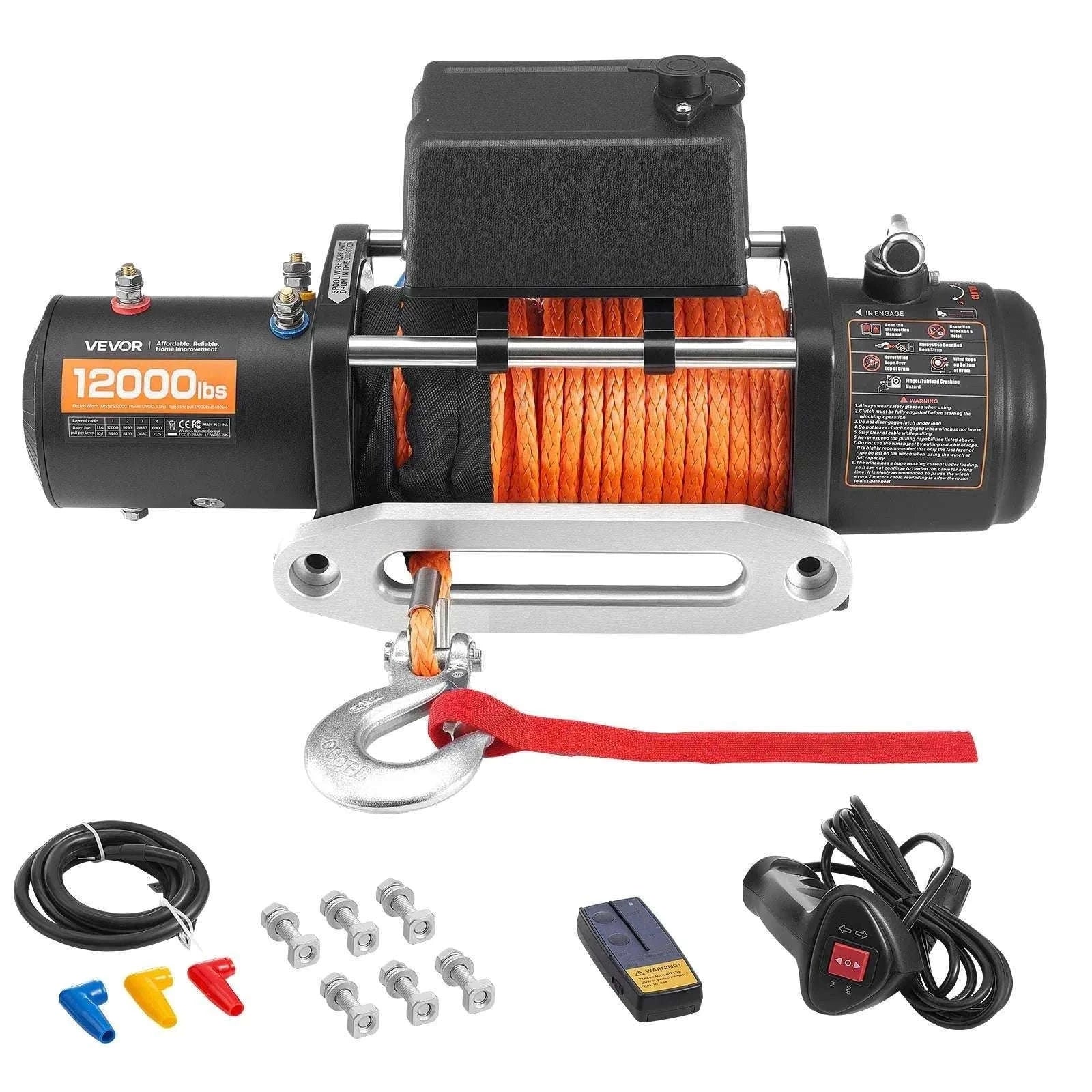 12000 lbs Wireless Electric Winch with Synthetic Rope for Off-Road Recovery-12000 lbs / United States