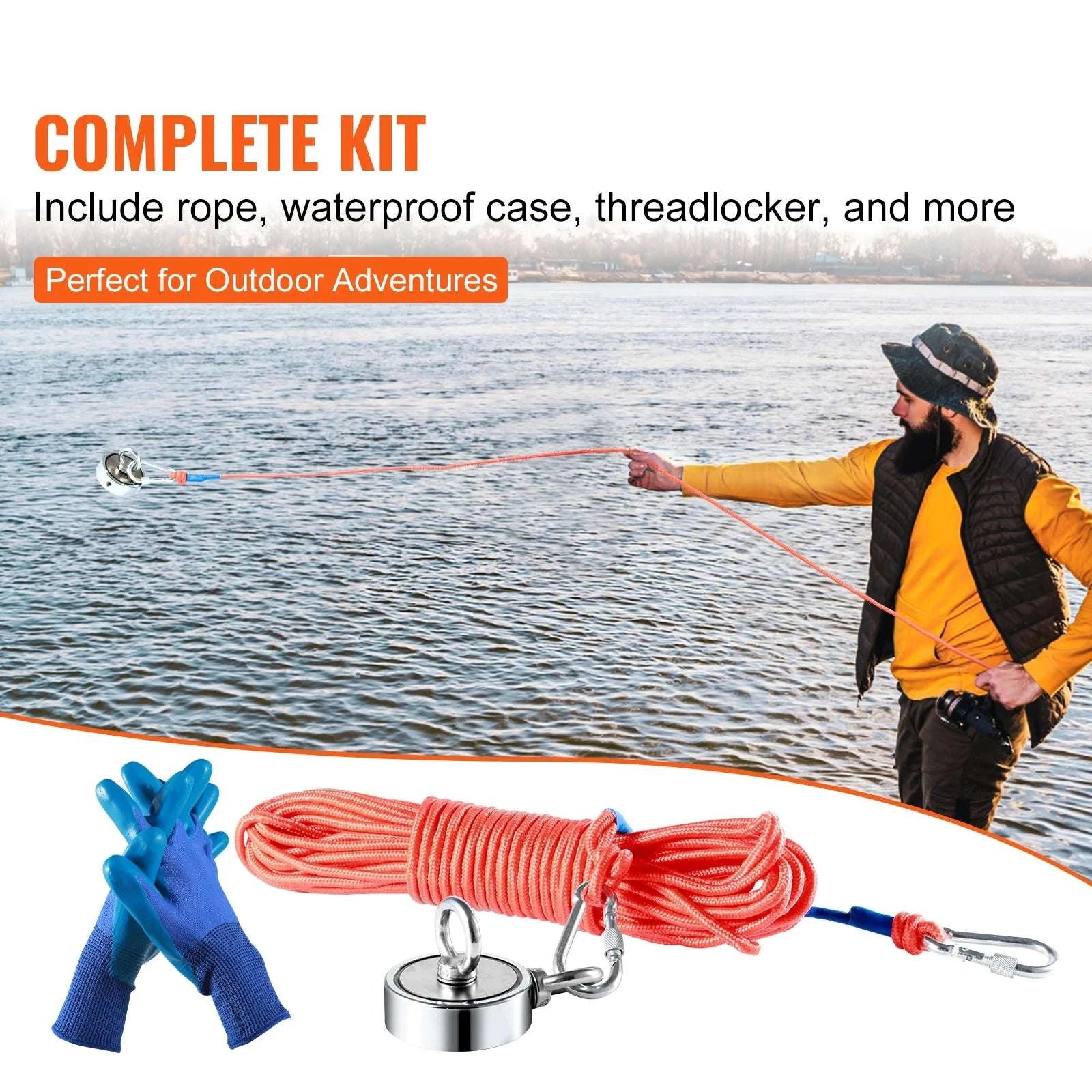 1200lb Double-Sided Magnet Fishing Kit with 65FT Rope-spain