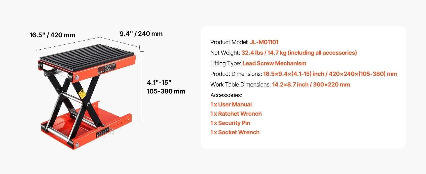 1200lbs Motorcycle Lift Jack Wide Deck Scissor Stand for ATV & Dirt Bikes-1200lbs / Poland