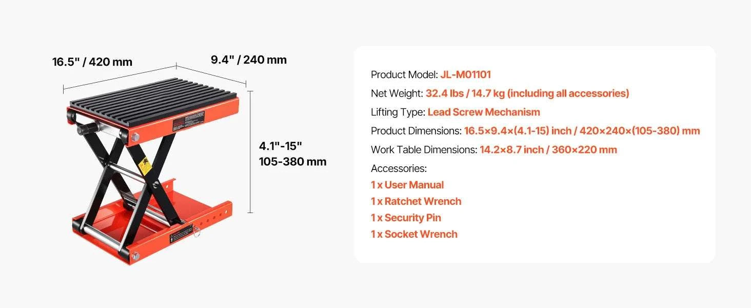1200lbs Motorcycle Lift Jack Wide Deck Scissor Stand for ATV & Dirt Bikes-1200lbs / Poland