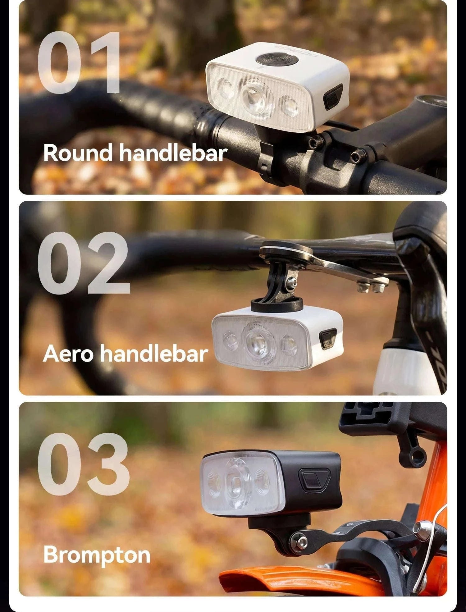 1200LM Bike Headlight USB Rechargeable IPX6 Waterproof Front Light-QC1200-white
