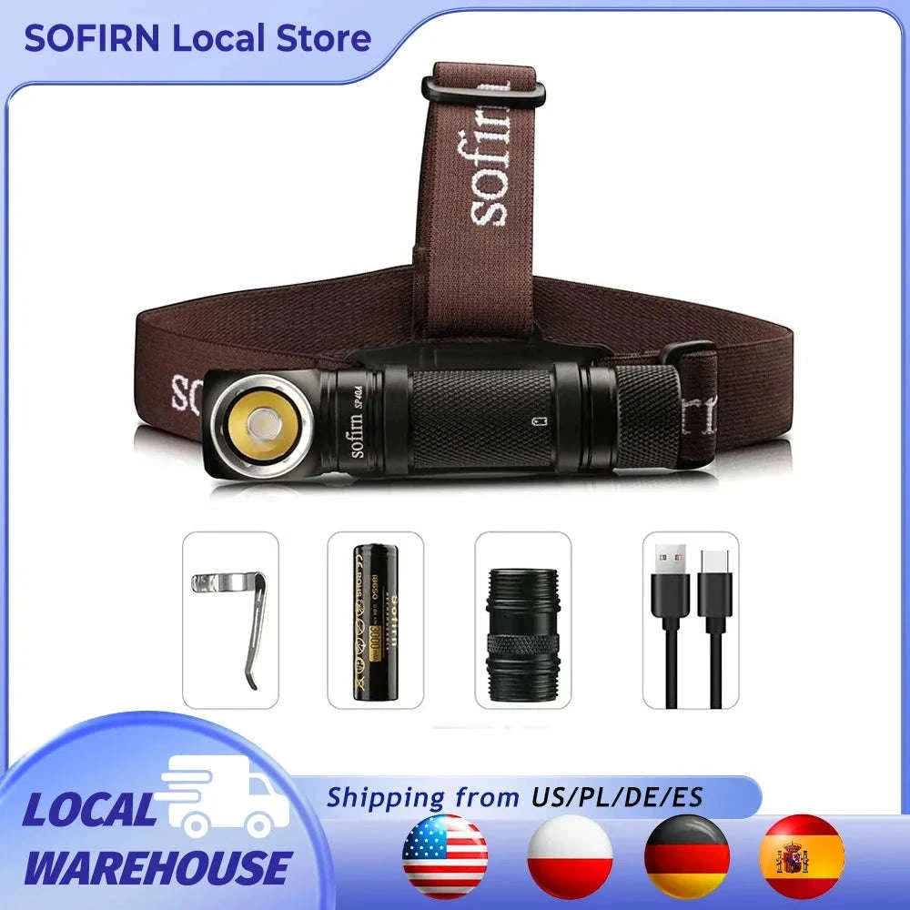 1200lm Rechargeable LED Headlamp with Magnetic Tail Cap-5000K / Poland